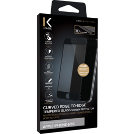 Protection d'écran en verre trempé Bord à Bord Incurvé pour Apple iPhone 6/6s, Noir