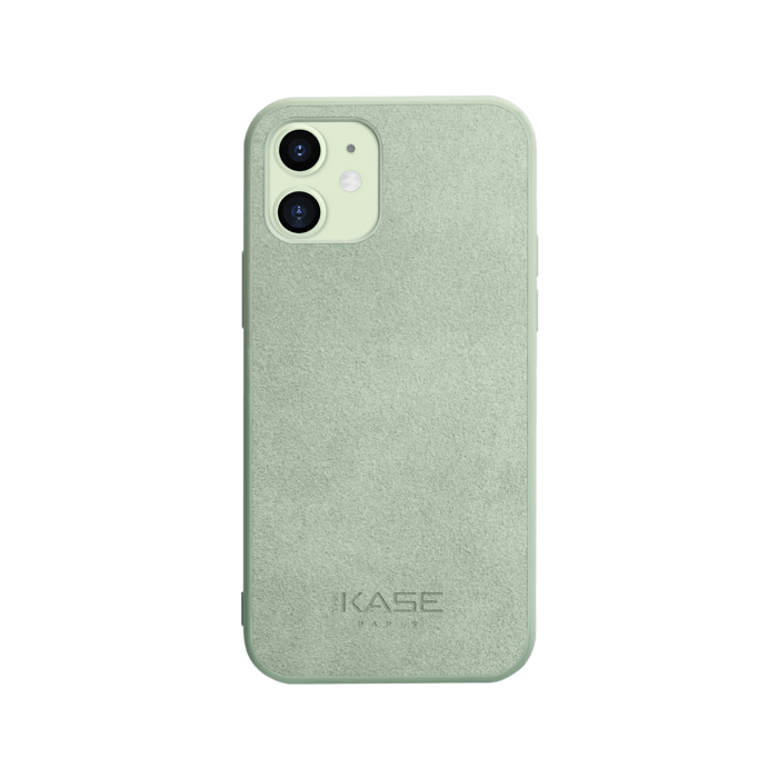 Coque en Su&egrave;de Alcantara pour Apple iPhone 12 mini, Vert Avocat