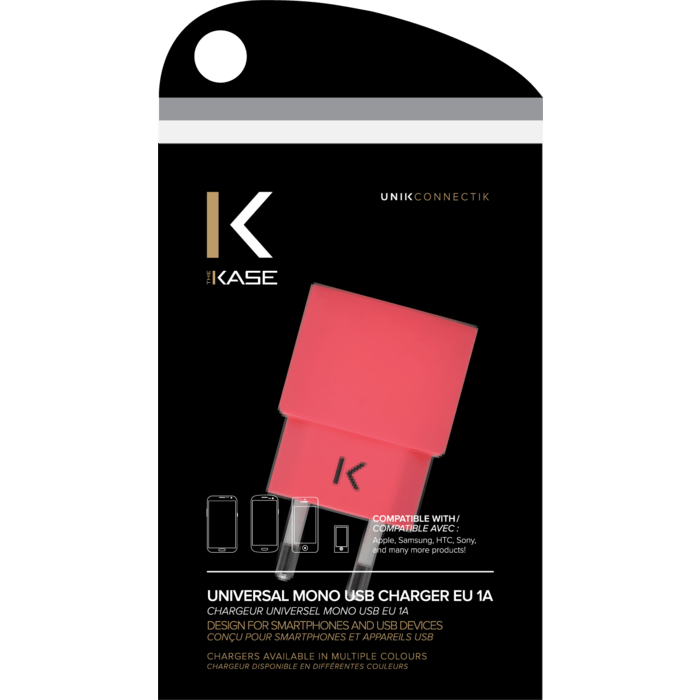 Chargeur Universel Mono USB (EU) 1A, Corail