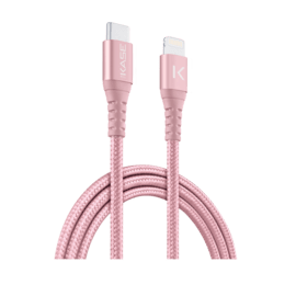 Case Apple MFi certified Metallic braided USB-C to Lightning Charge/Sync cable (1M), Rose Gold