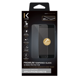 Protection d'&eacute;cran premium en verre tremp&eacute; pour Apple iPhone 6/6s/7/8, Transparent
