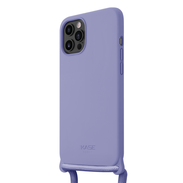 Coque en gel de silicone doux en bandoulière pour Apple iPhone 12/12 Pro, Violet