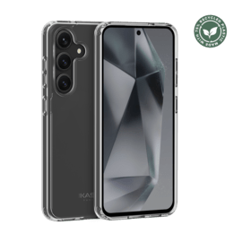 Coque hybride invisible fabriqu&eacute; avec 83% de plastique recycl&eacute; pour Samsung Galaxy S25 5G, Transparente