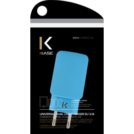 Chargeur Universel Double USB (EU) 3.1A, Bleu ciel