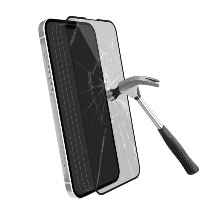 Protection d&rsquo;&eacute;cran antibact&eacute;rienne en verre tremp&eacute; ultra-r&eacute;sistant (100% de surface couverte) pour Apple iPhone 14 Pro, Noir