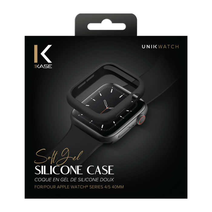 Coque en gel de silicone doux pour Apple Watch Series 4/5 40mm, Noir satin