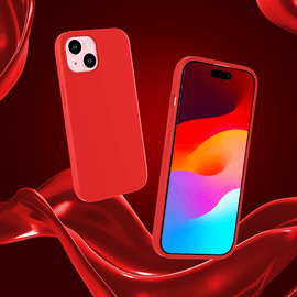 Coque antichoc en gel de silicone doux pour Apple iPhone 15, Rouge Ardent