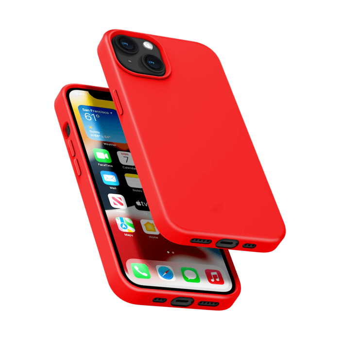 Coque antichoc en gel de silicone doux pour Apple iPhone 13, Rouge Ardent