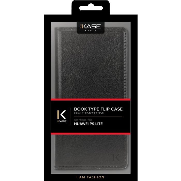 (P) Coque clapet avec pochettes CB & stand pour Huawei P9 lite, Noir