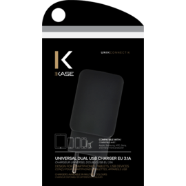 Chargeur Universel Double USB (EU) 3.1A, Noir de Jais