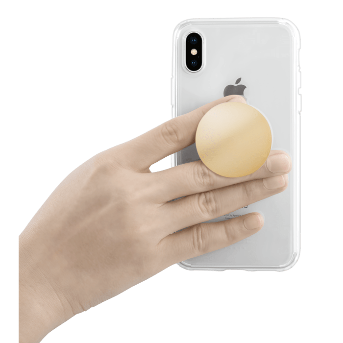 POP-UP poign&eacute;e & support smartphone, Or Chrom&eacute;