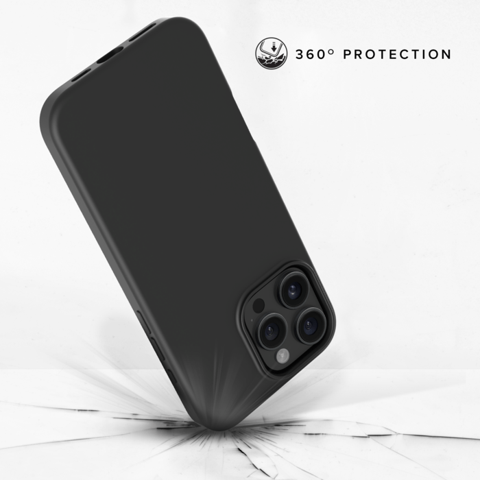 Coque antichoc en gel de silicone doux pour 55% de plastique recycl&eacute; Apple iPhone 16 Pro Max, Noir satin