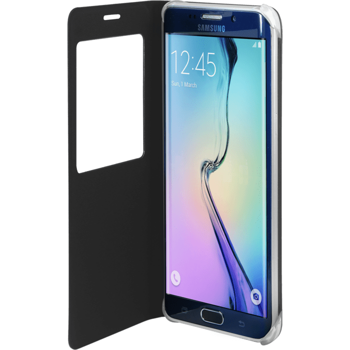 Etui &agrave; clapet avec Window View pour Samsung Galaxy S6 Edge Plus, Noir