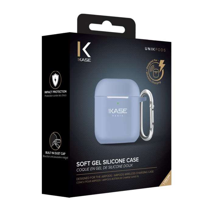 Coque chargement sans fil pour Apple AirPods en gel de silicone doux, Lilas Bleu