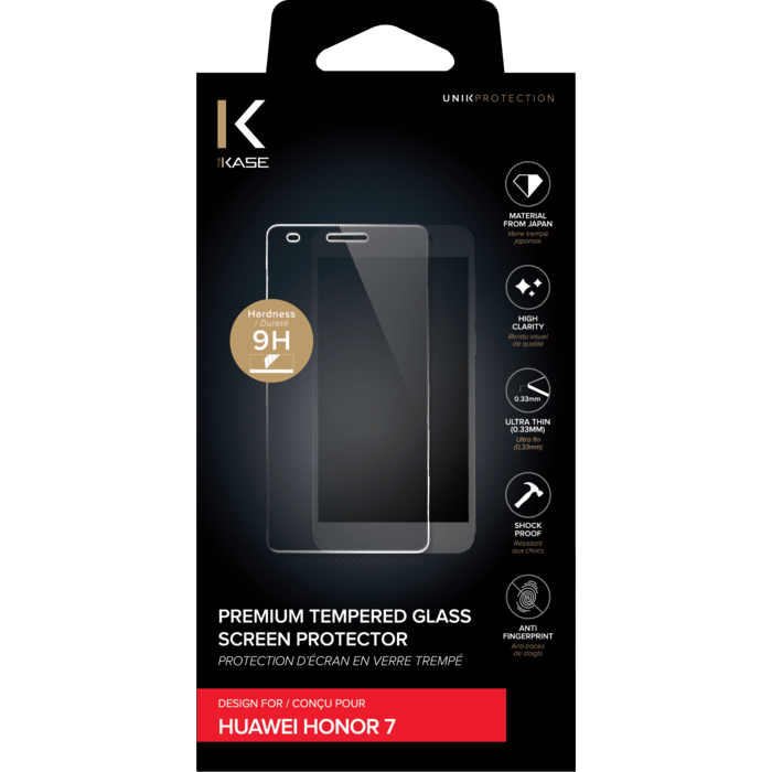 Protection d'&eacute;cran premium en verre tremp&eacute; pour Huawei Honor 7, Transparent