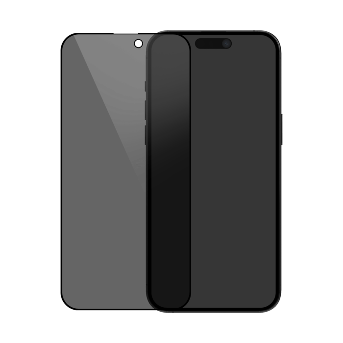 Protection d'écran Privée en verre trempé (100% de surface couverte) pour Apple iPhone 15 Pro, Noir