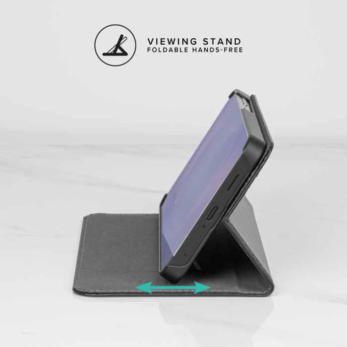 Coque clapet folio avec fente pour cartes & support pour Samsung Galaxy S25 Edge 5G, Noir