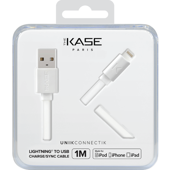 C&acirc;ble Lightning certifi&eacute; MFi Apple Charge/Sync (1M) Blanc Lumineux