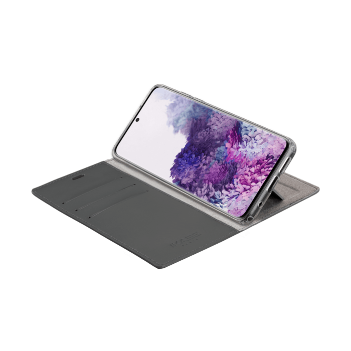 Diarycase 2.0 Coque clapet en cuir v&eacute;ritable avec support aimant&eacute; pour Samsung Galaxy S20, Minuit Noir