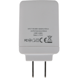 Chargeur Universel Double USB (US) 3.1A, Blanc Lumineux