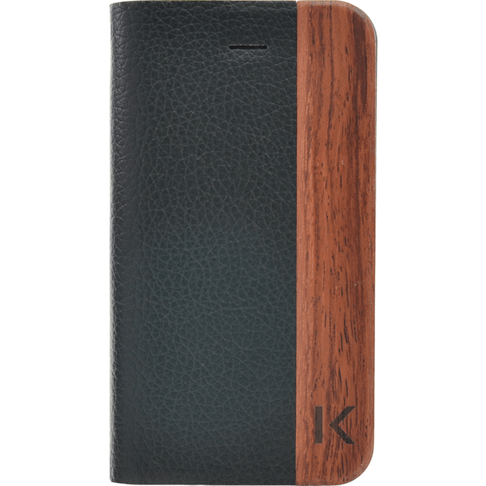 Coque clapet pour Apple iPhone 4/4S,motif Noir litchi & bois de rose