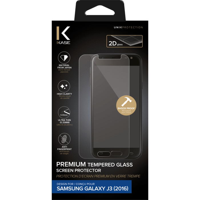 Protection d'écran premium en verre trempé pour Samsung Galaxy J3(2016), Transparent