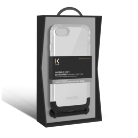 Coque invisible détachable 2-en-1 en bandoulière pour Apple iPhone 7/8/SE 2020/SE 2022, Minuit noir