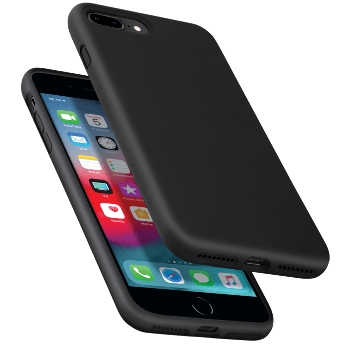 Coque antichoc en gel de silicone doux pour Apple iPhone 7/8 Plus, Noir satin