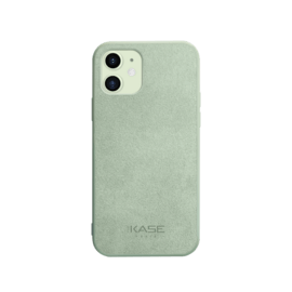 Coque en Su&egrave;de Alcantara pour Apple iPhone 12/12 Pro, Vert Avocat
