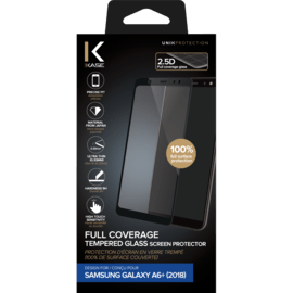Case Full Coverage Tempered Glass Screen Protector for Samsung Galaxy A6+ (2018), Black