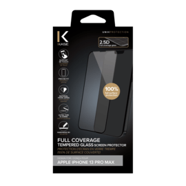 Protection d'&eacute;cran en verre tremp&eacute; (100% de surface couverte) pour Apple iPhone 13 Pro Max, Noir