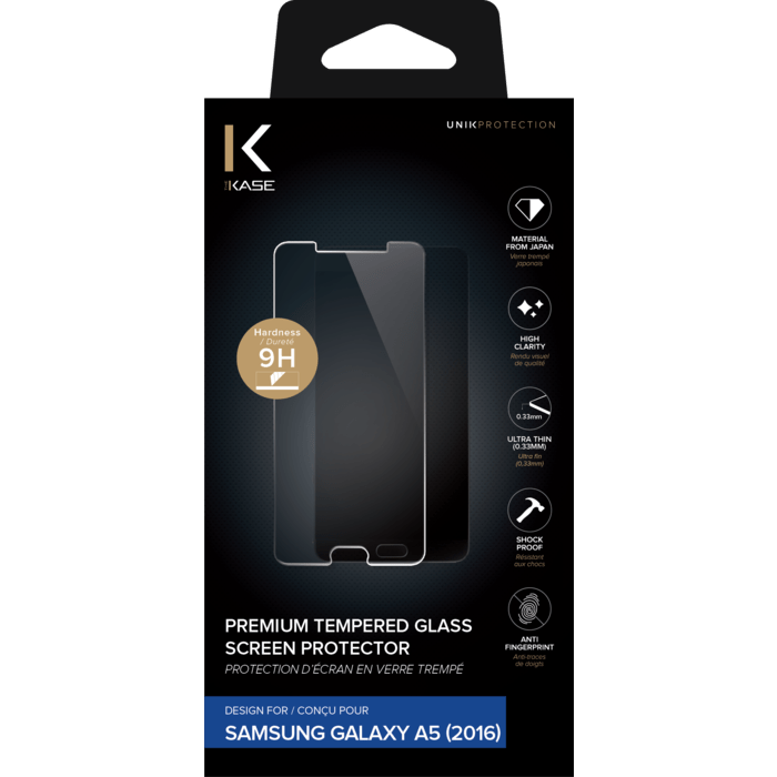 Protection d'&eacute;cran premium en verre tremp&eacute; pour Samsung Galaxy A5(2016), Transparent