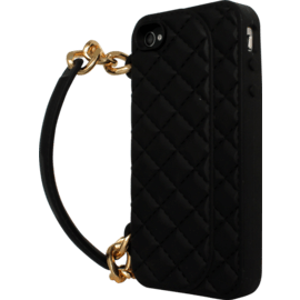 Coque pour Apple iPhone 4/4S, Sac &agrave; main matelass&eacute; silicone, Noir