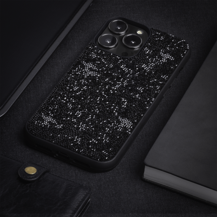 Coque Bling Strass pour Apple iPhone 14 Pro Max, Minuit Noir