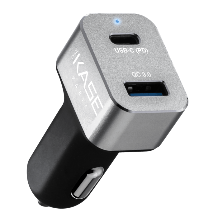 Chargeur universel de voiture double port charge rapide 48W (Power Delivery), Noir