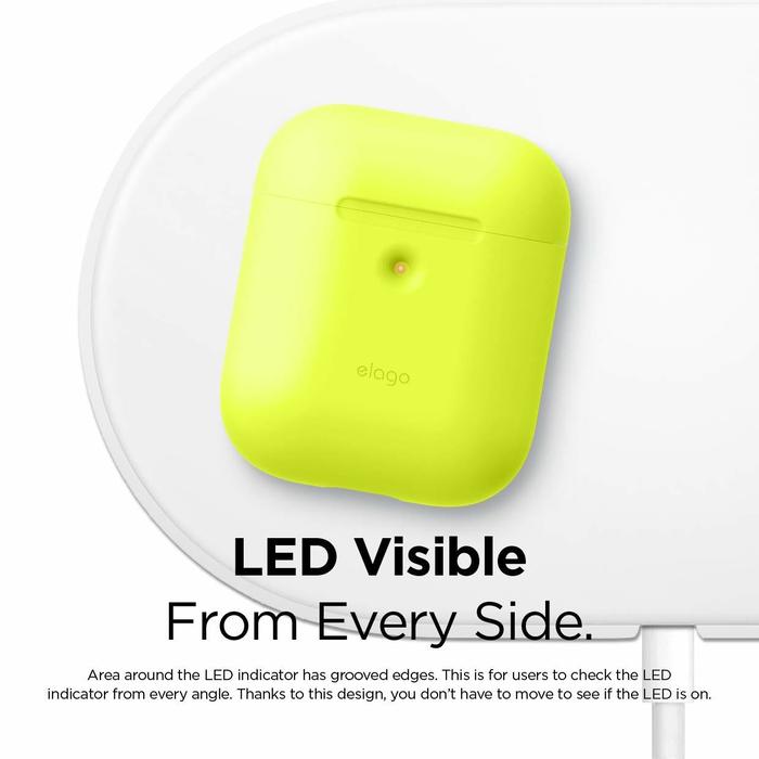 Airpod Protective Silicon Hang Case Neon Yellow