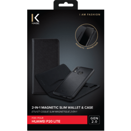&Eacute;tui et Coque slim magn&eacute;tique 2-en-1 GEN 2.0 pour Huawei P20 Lite, Noir