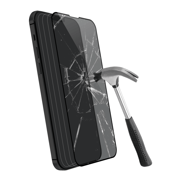 Protection d'&eacute;cran en verre tremp&eacute; (100% de surface couverte) pour Apple iPhone 13 Pro Max, Noir