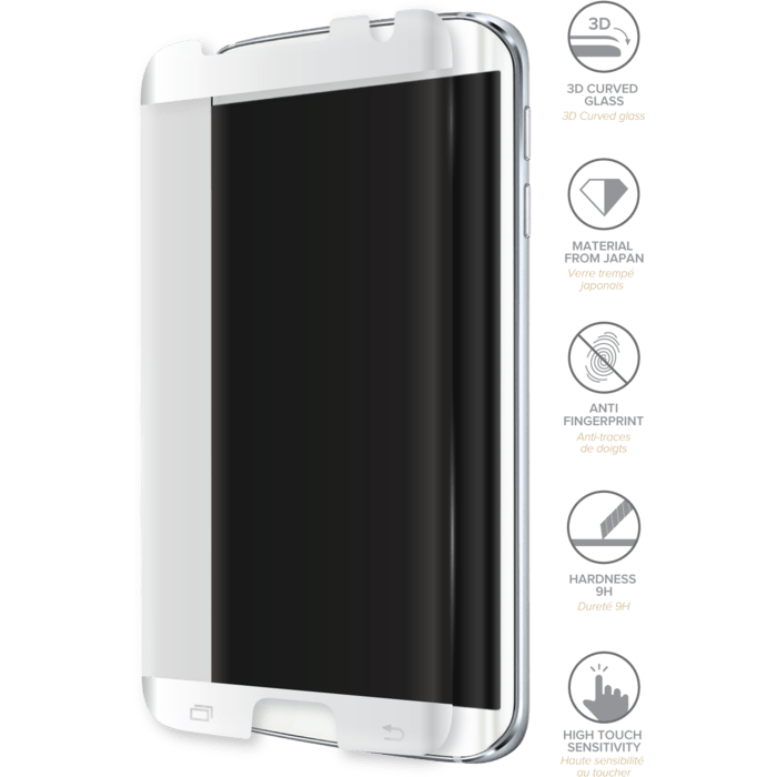 Protection d'écran en verre trempé Bord à Bord Incurvé avancé pour Samsung Galaxy S7 Edge, Blanc