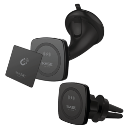 Kit de recharge sans fil Qi rapide universel et magn&eacute;tique pour voiture (Charge rapide-10W), Noir