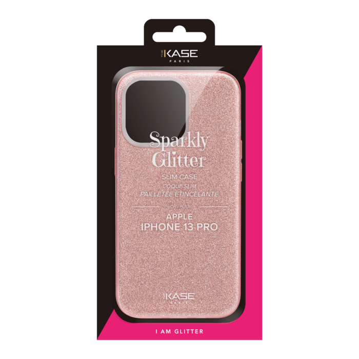 Coque slim pailletée étincelante pour Apple iPhone 13 Pro, Or Rose