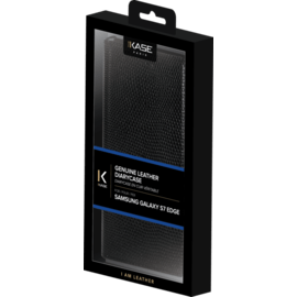 Diarycase Coque clapet en cuir v&eacute;ritable avec support aimant&eacute; pour Samsung Galaxy S7 Edge, Noir L&eacute;zard