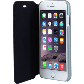 Ferrari 488 Coque clapet en cuir veritable pour Apple iPhone 6/6s/7/8, Noir/Cheval Argent