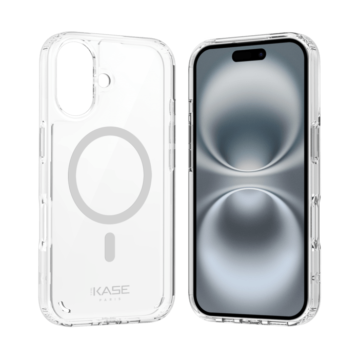 Coque antibact&eacute;rienne antichoc magn&eacute;tique invisible Fabriqu&eacute; Avec du 75% Plastique Recycl&eacute; pour Apple iPhone 16, Transparente