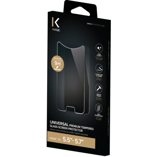 Protection d&rsquo;&eacute;cran premium en verre tremp&eacute; universel (5.5-5.7 pouces)