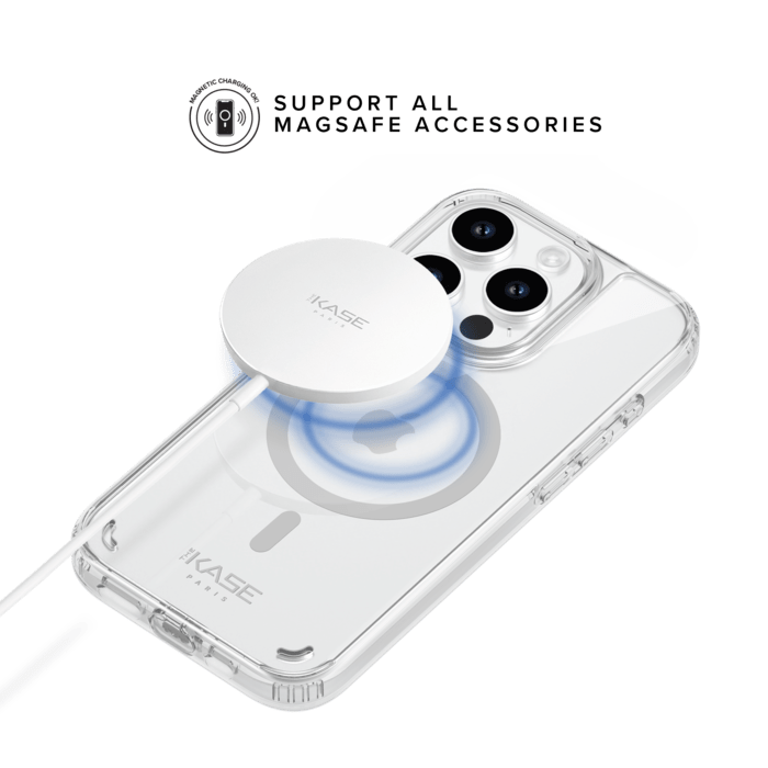 Coque antibactérienne antichoc magnétique invisible Fabriqué Avec du 75% Plastique Recyclé pour Apple iPhone 15 Pro, Transparente