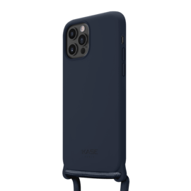 Coque en gel de silicone doux en bandoulière pour Apple iPhone 12/12 Pro, Bleu Oxford