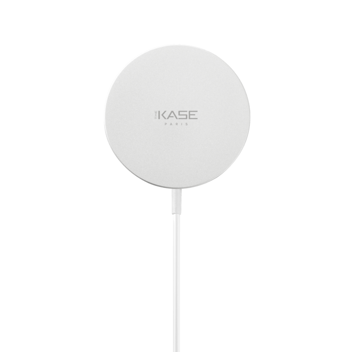Chargeur sans fil rapide magn&eacute;tique (15W), Blanc argent