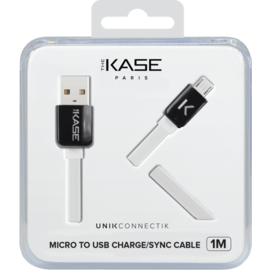 Cable plat vers Micro USB (1m) pour Android, Blanc Lumineux