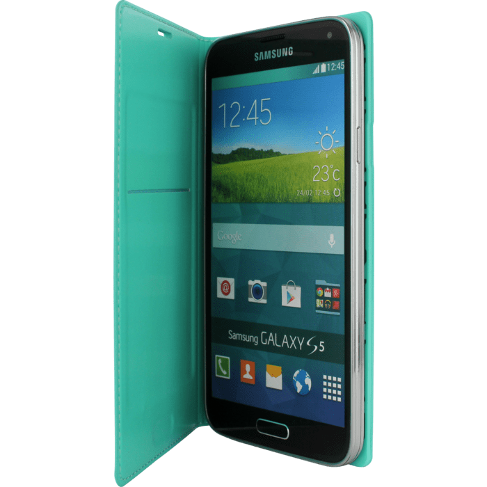 Etui &agrave; clapet pour Samsung Galaxy S5, Turquoise